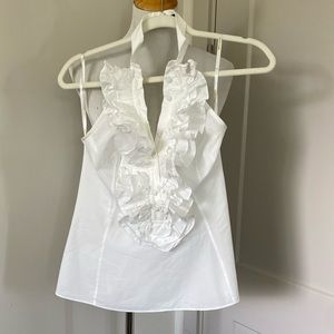 Roberto Cavalli tuxedo ruffle blouse